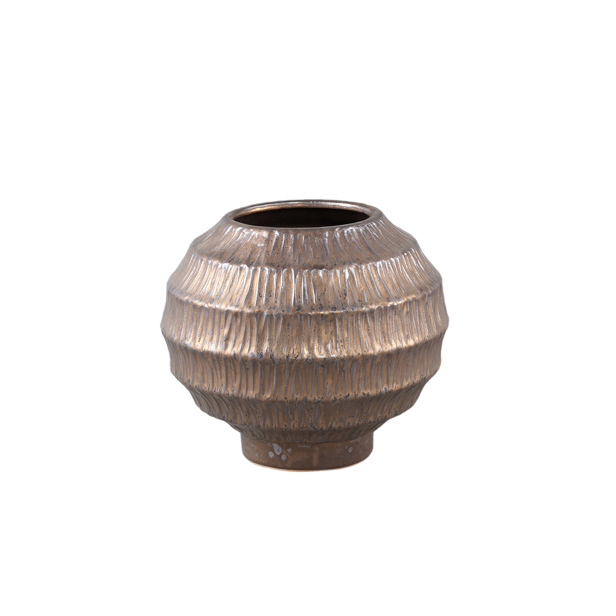 PTMD Cherith Bronzen ronde keramische pot geribbeld S