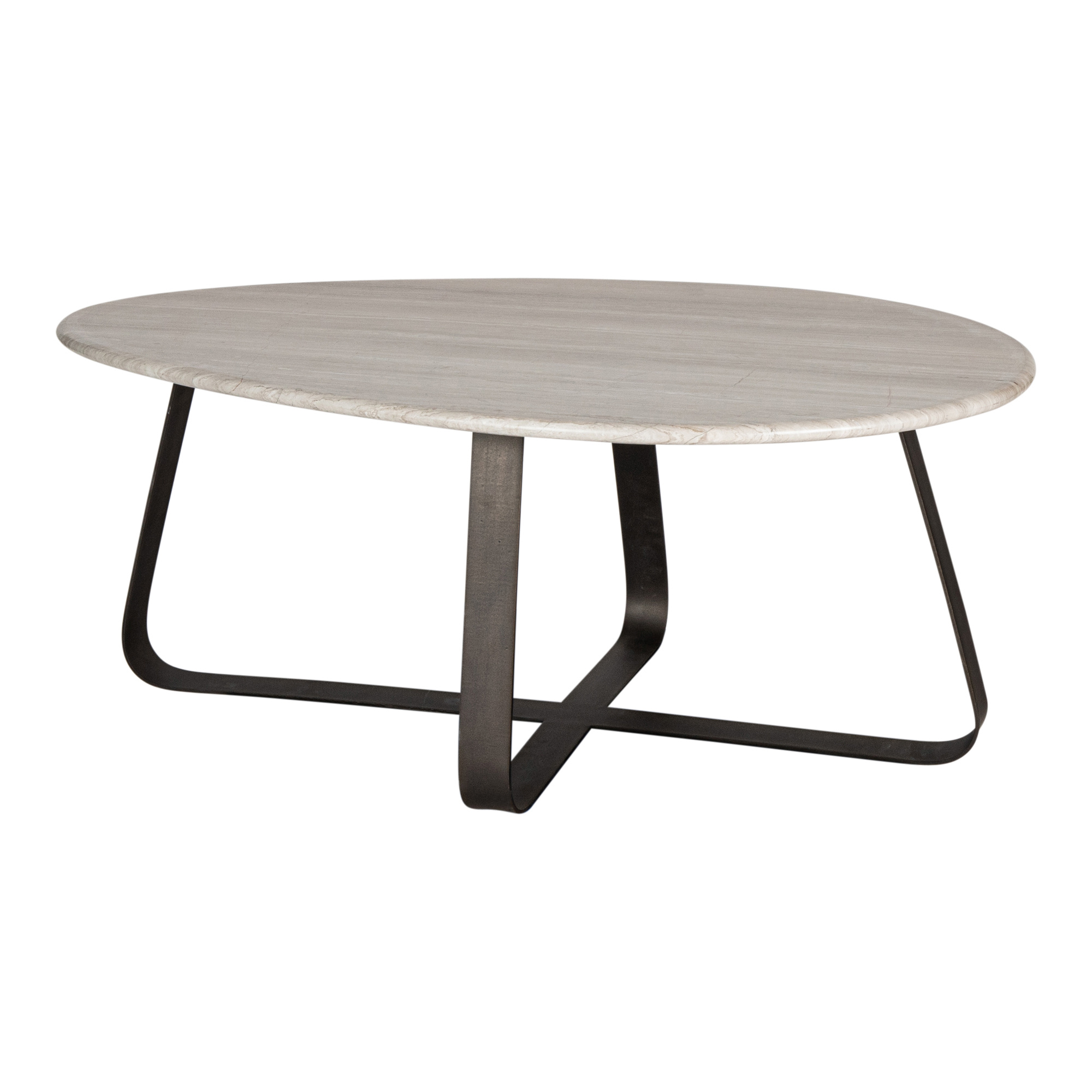 PTMD Muka salontafel hoog donkergrijze basis wit marmer