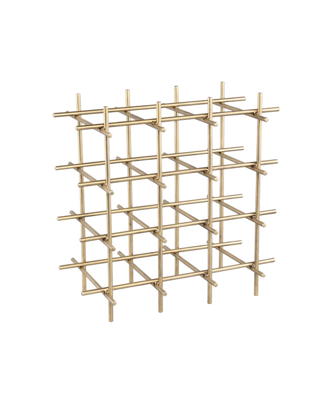 PTMD Gordo Brass stalen vierkante open frame wijnrek