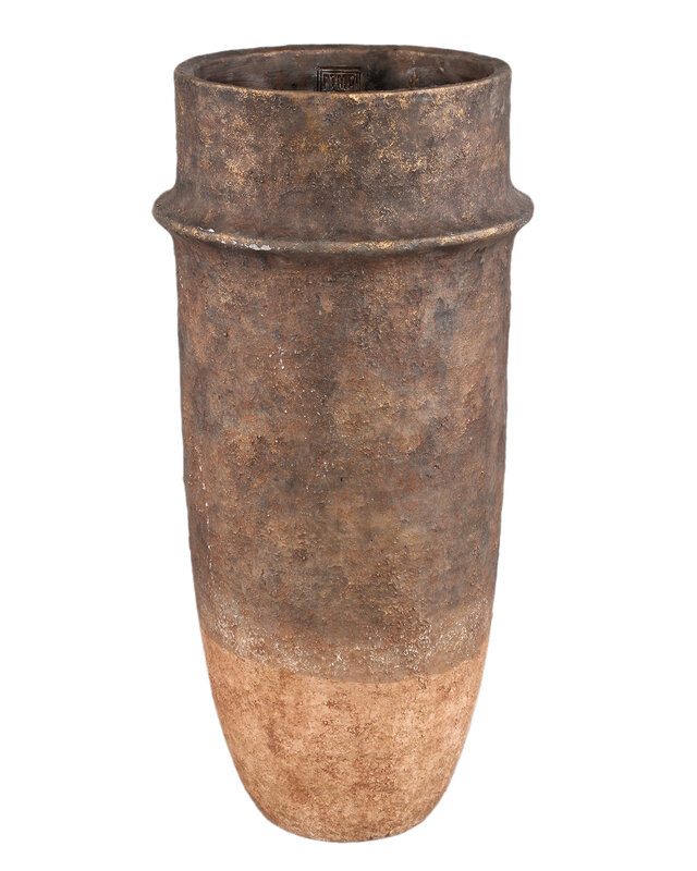 PTMD Christenee Grey halve bruine cementen ronde pot hoogXL