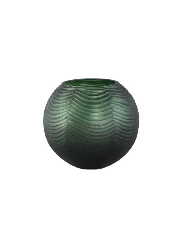 PTMD Elichi Groene ronde glazen vaas laag 20 x 17.5 cm