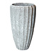 PTMD Olver Witte keramische pot geribbelde structuur rond 90x48 Cm