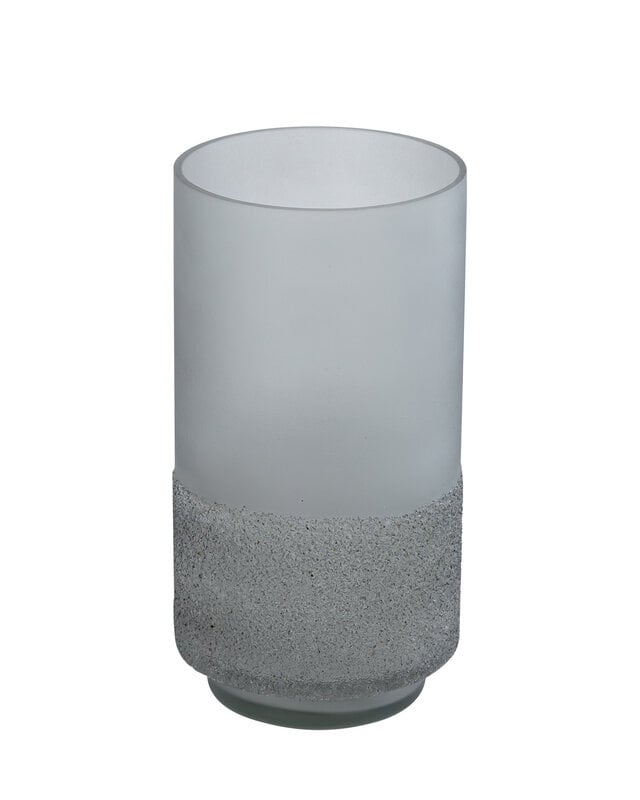 PTMD Miral Grey glazen ronde stormlicht met matglazen bodem.