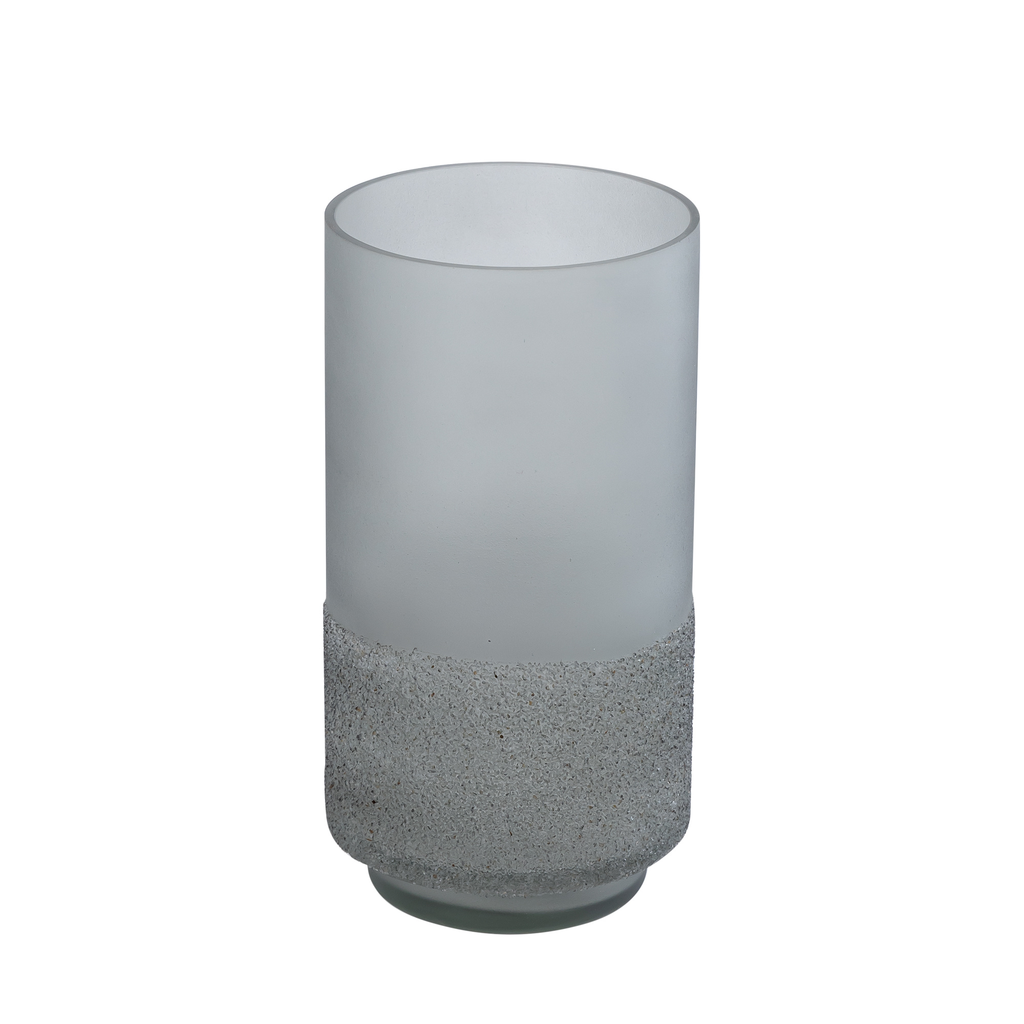 PTMD Miral Grey glazen ronde stormlicht met matglazen bodem.