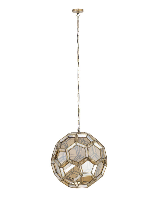 PTMD Thyro Antiek Messing Glas Amber Bal Lamp