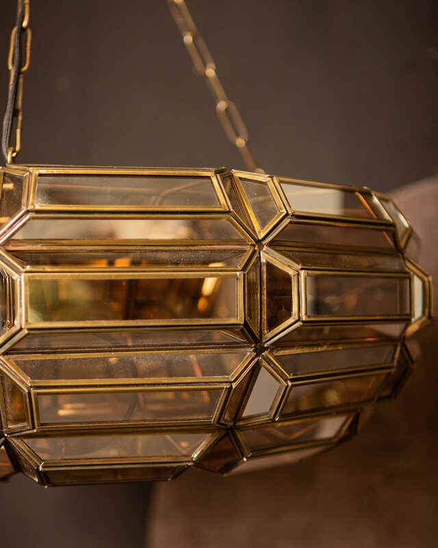 PTMD Thyro Antiek Messing Glas Amber Donut Lamp