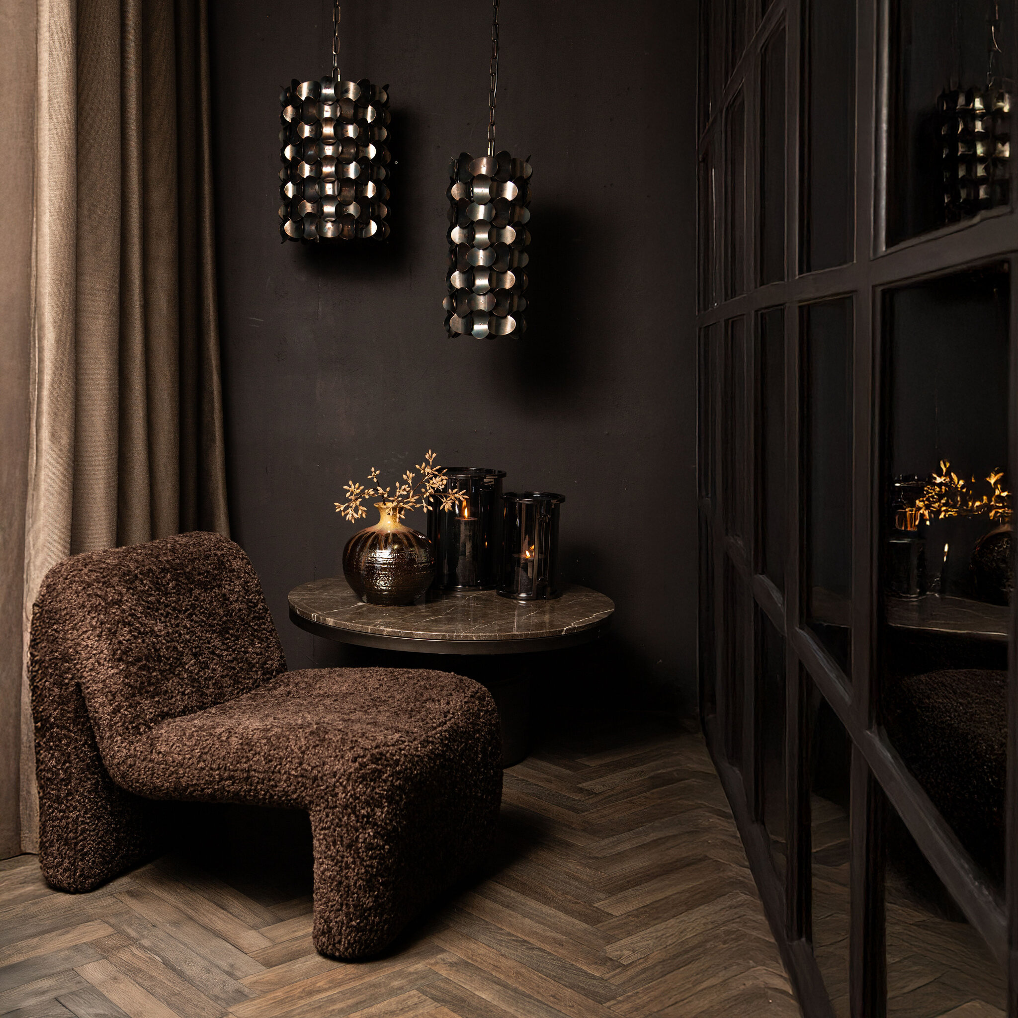 PTMD Jaye Zwarte IJzeren Hanglamp Cirkelpatroon Breed