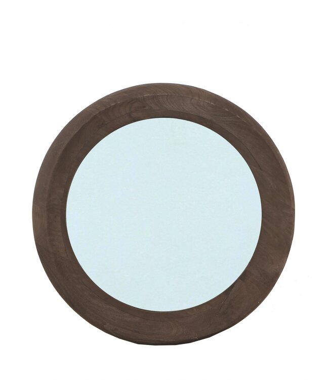 PTMD Noam Ronde Spiegel | Mangohout | Bruin | D70 cm