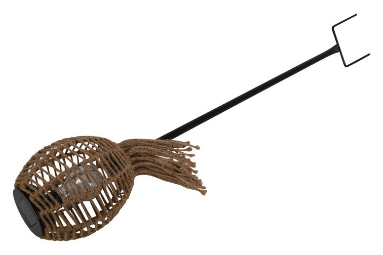 Rene Houtman Tuinlamp Solar Op Stok Tuinfakkel Naturel - H90xB16xD8 Cm