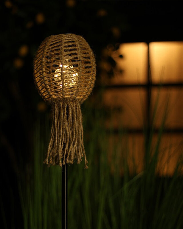 Rene Houtman Tuinlamp Solar Op Stok Tuinfakkel Naturel - H90xB16xD8 Cm