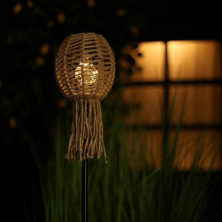 Rene Houtman Tuinlamp Solar Op Stok Tuinfakkel Naturel - H90xB16xD8 Cm