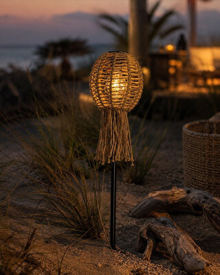 Rene Houtman Tuinlamp Solar Op Stok Tuinfakkel Naturel - H90xB16xD8 Cm
