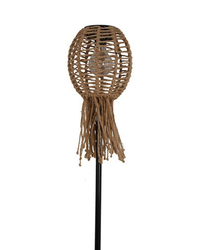 Rene Houtman Tuinlamp Solar Op Stok Tuinfakkel Naturel - H90xB16xD8 Cm