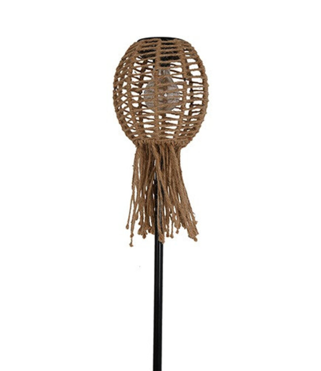 Rene Houtman Tuinlamp Solar Op Stok Tuinfakkel Naturel - H90xB16xD8 Cm