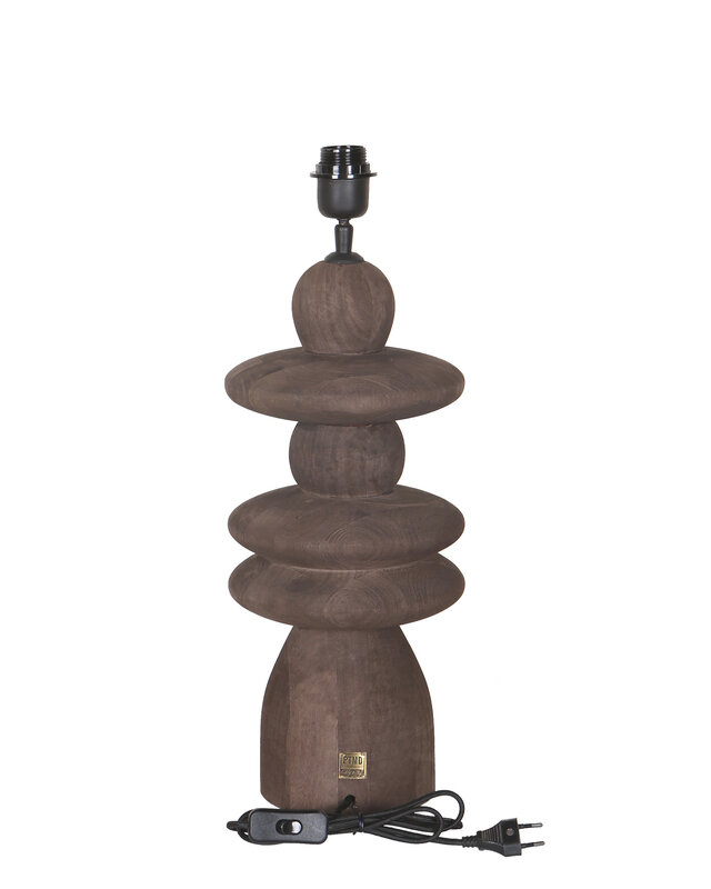 PTMD Callain Brown mangohouten tafellampvoet rond
