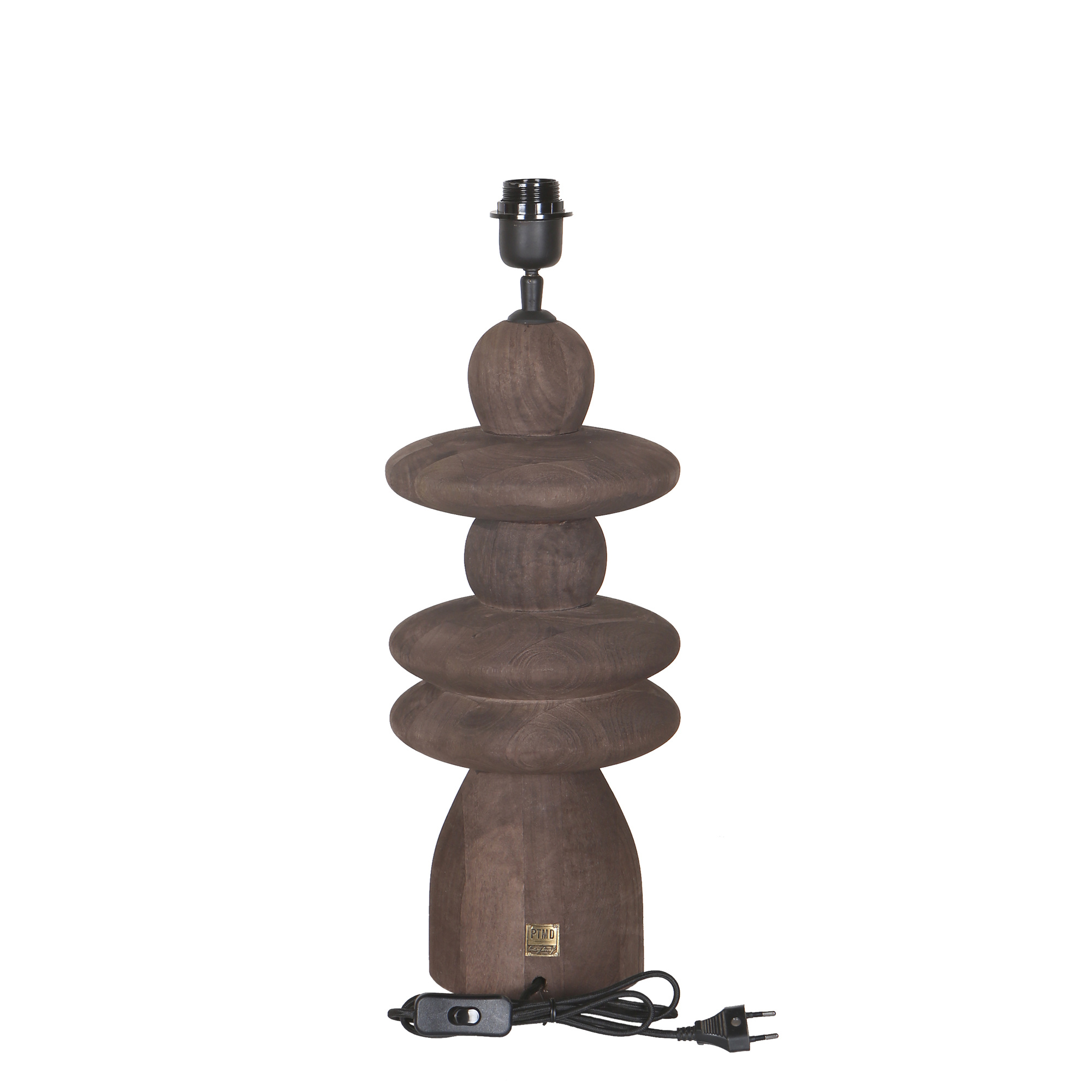 PTMD Callain Brown mangohouten tafellampvoet rond