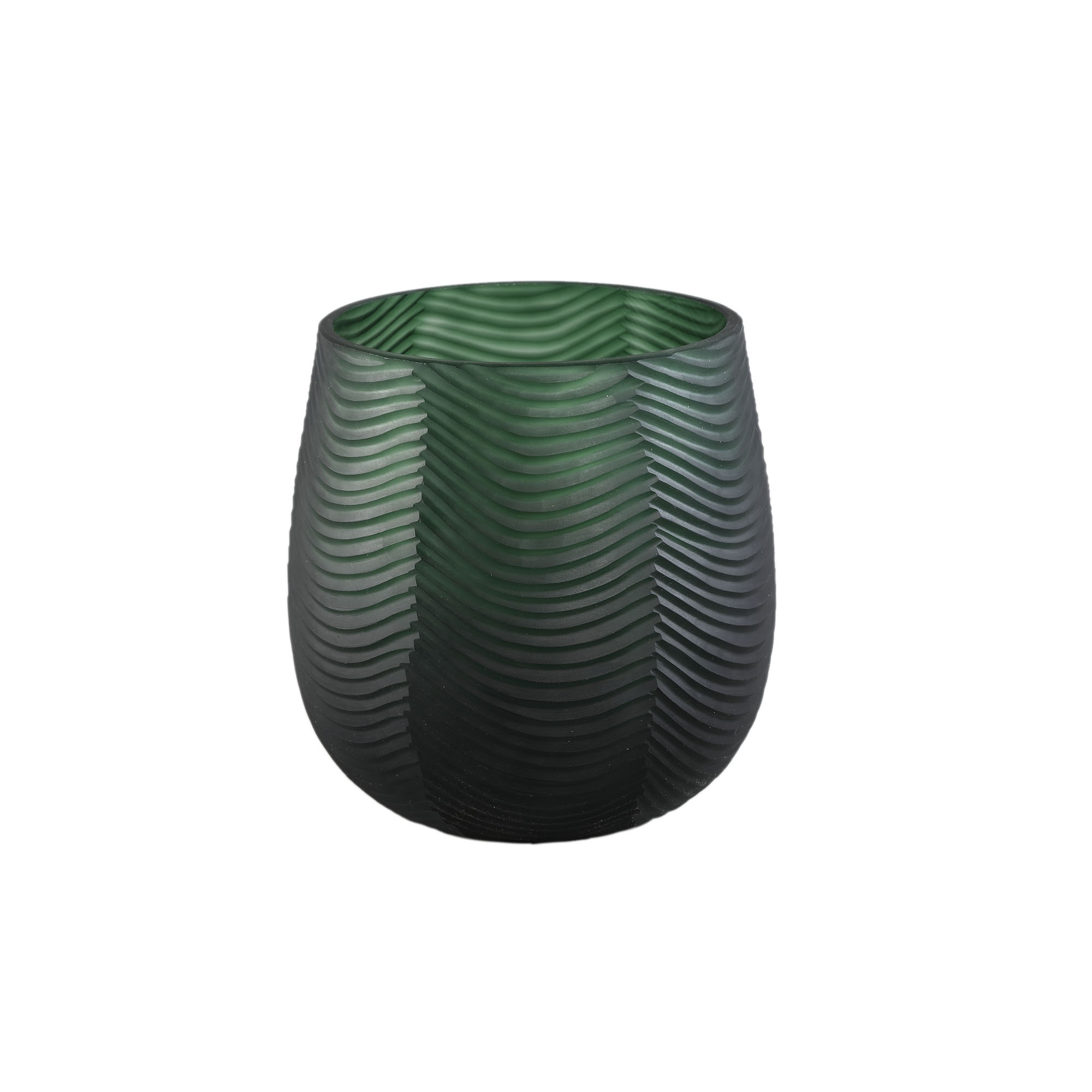 PTMD Elichi Groene glazen vaas bomby rond