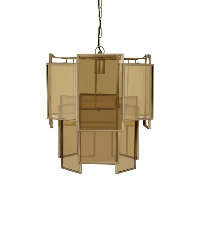 PTMD Loucas Hanglamp S | Messing | Glas | H48 x D42 cm