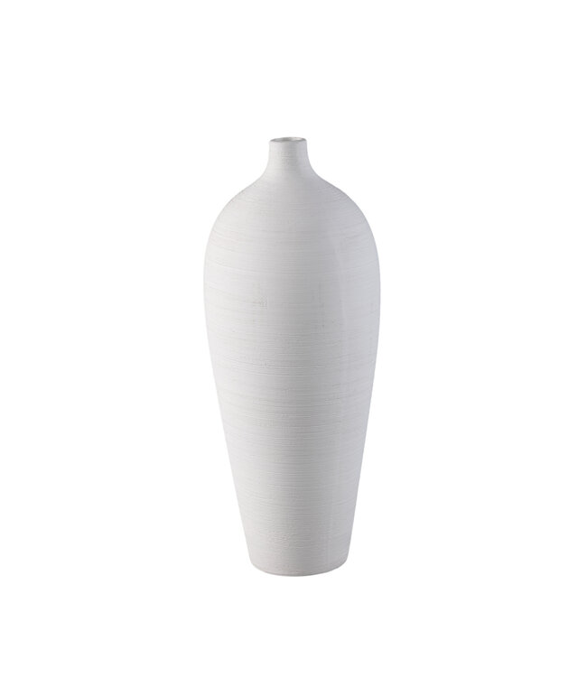 PTMD Cavinn Witte matte keramische flesvaas M