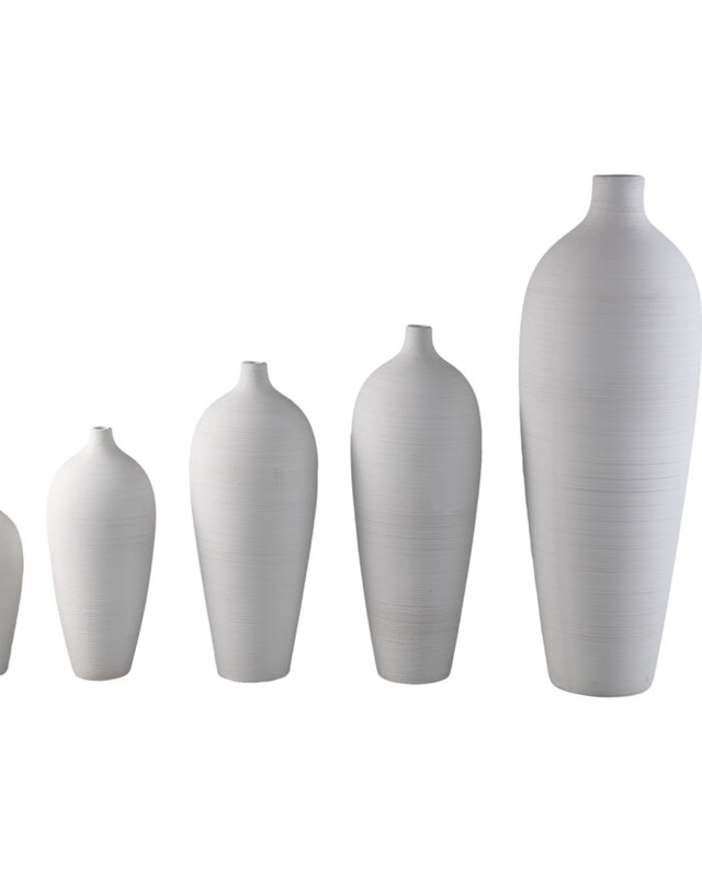 PTMD Cavinn Witte matte keramische flesvaas M
