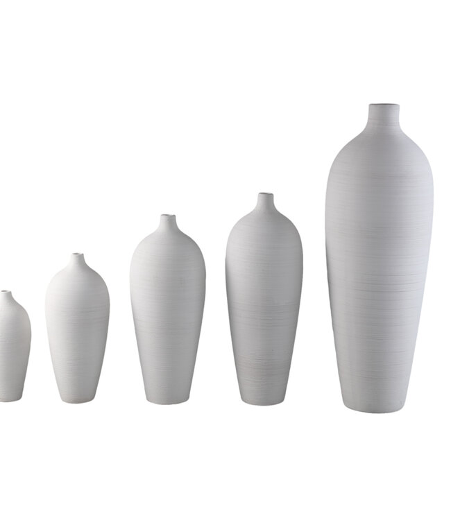 PTMD Cavinn Witte matte keramische flesvaas M