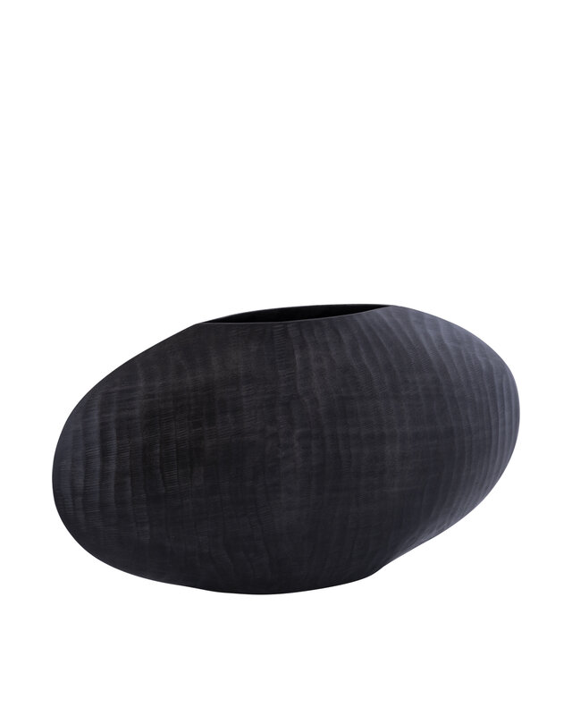 PTMD Jowad Grafiet aluminium plaat pot geribbeld laag ovaal S