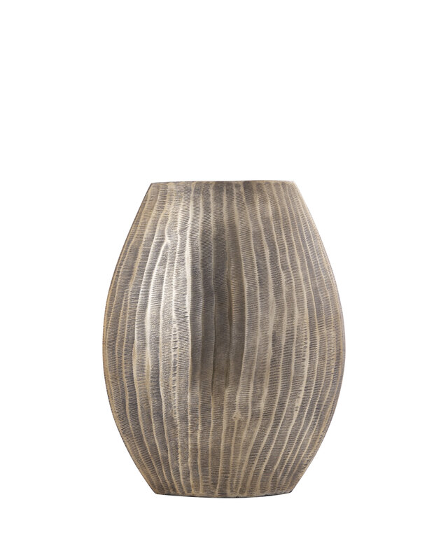 PTMD Jowad Antiek Goud aluminium plaat pot rib hoog ovaal S