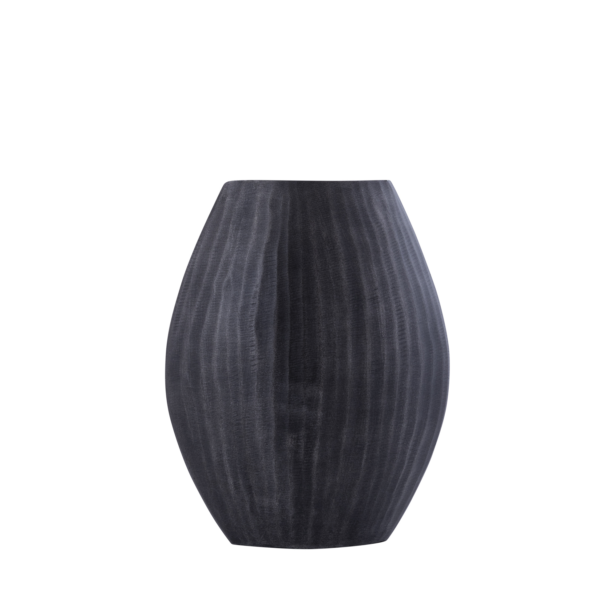 PTMD Jowad Grafiet aluminium plaat pot geribbeld hoog ovaal S