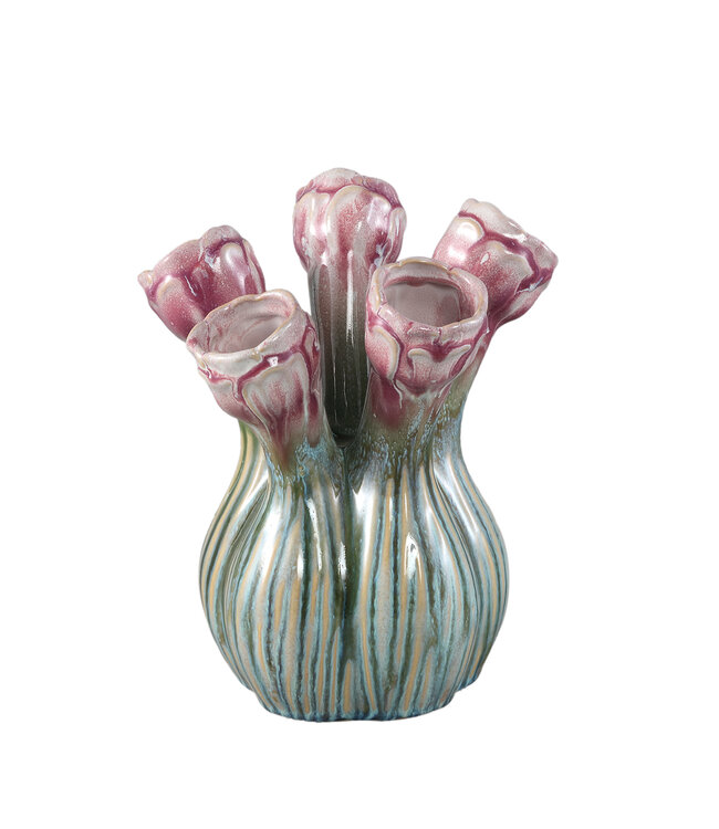PTMD Annmarie Lilac keramische bloemvormige buisvormige vaas M