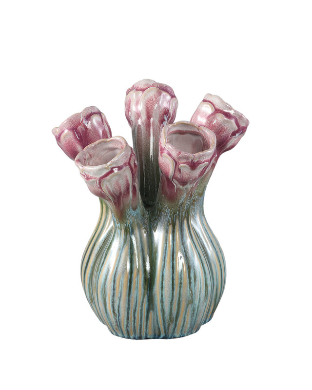 PTMD Annmarie Lilac keramische bloemvormige buisvormige vaas M