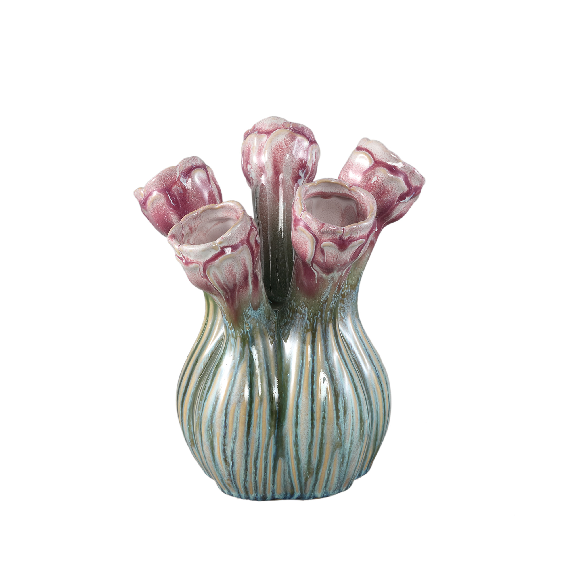 PTMD Annmarie Lilac keramische bloemvormige buisvormige vaas M