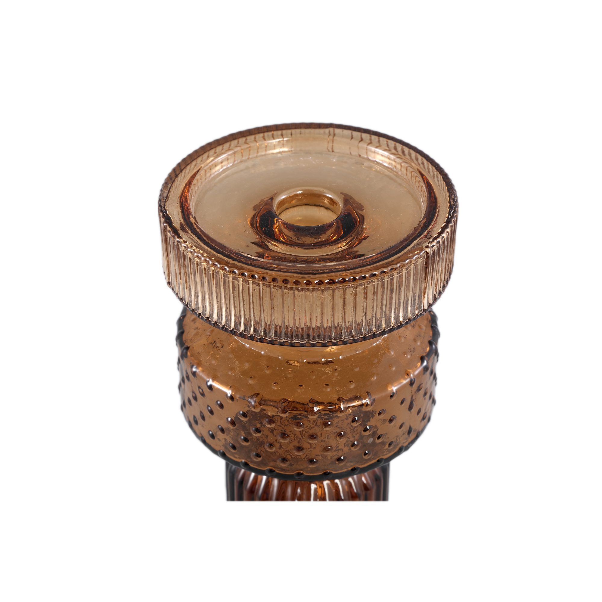 PTMD Fadri Grijs glazen kaarsenhouder M 11.5x34.5 cm