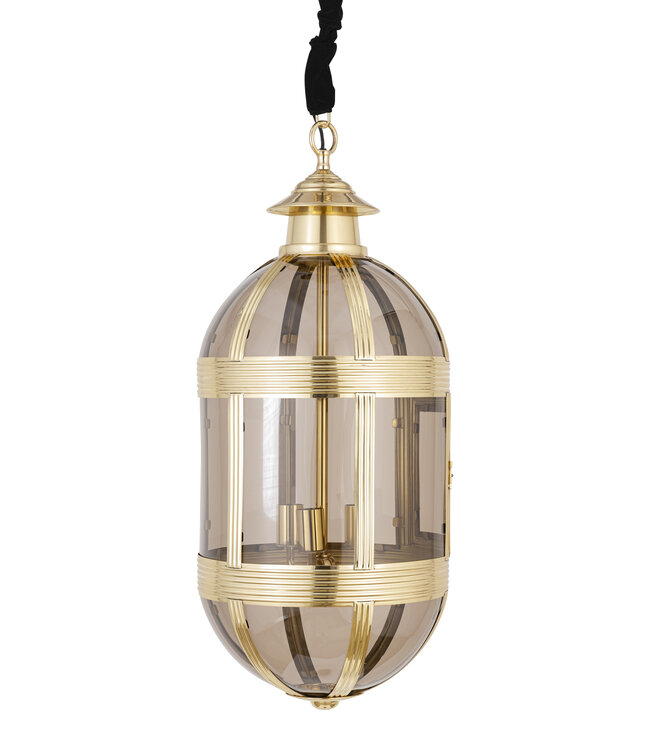 PTMD Mikk messing antieke glazen hanglamp