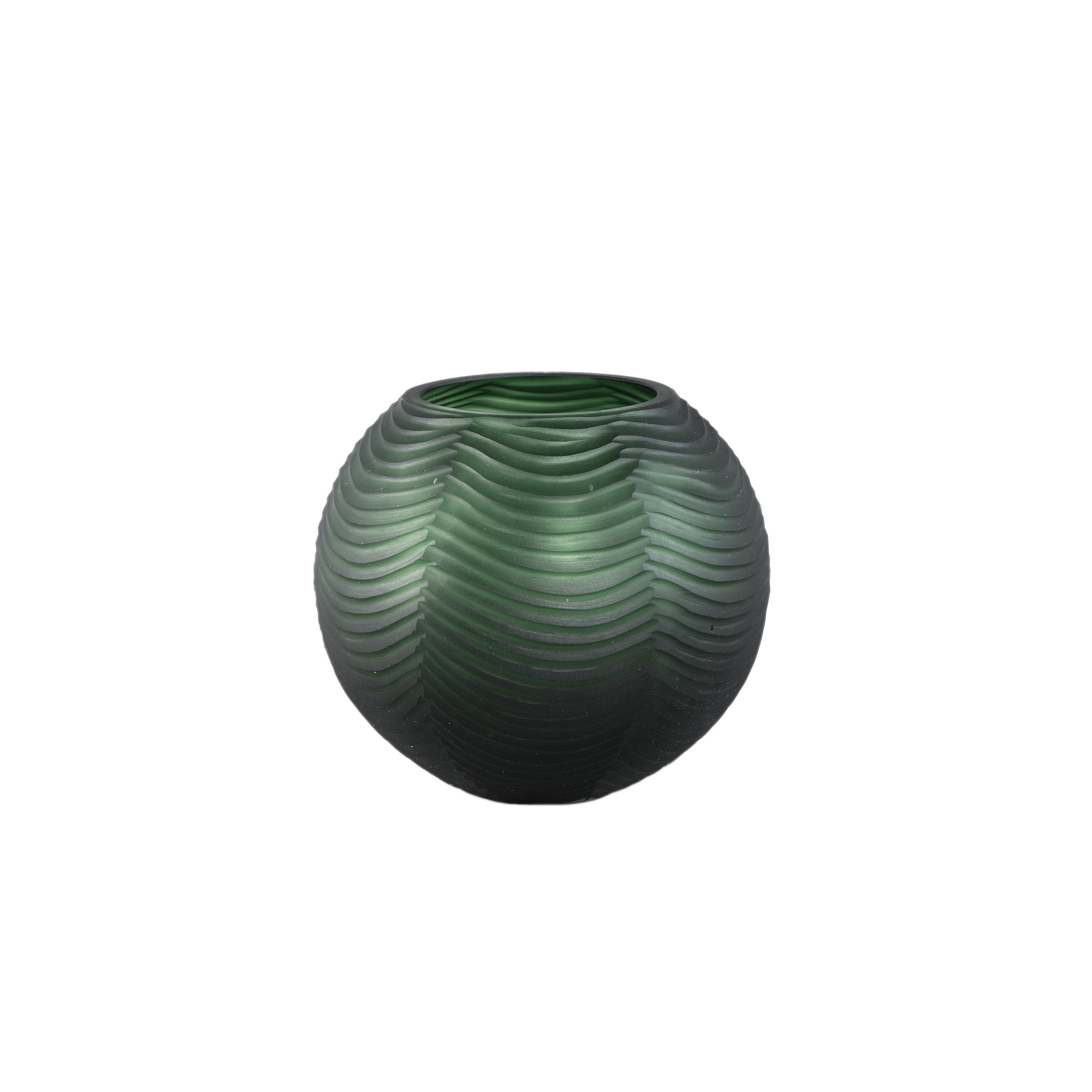 PTMD Elichi Groene ronde glazen vaas laag 20 x 17.5 cm