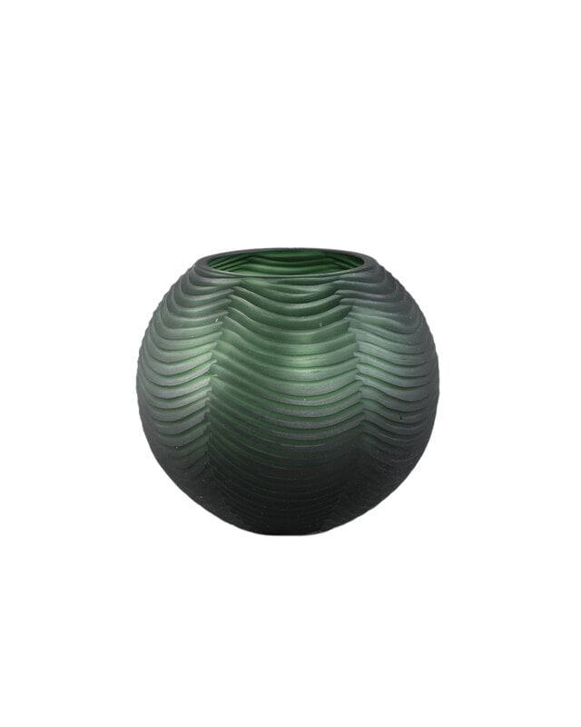 PTMD Elichi Groene ronde glazen vaas laag 20 x 17.5 cm