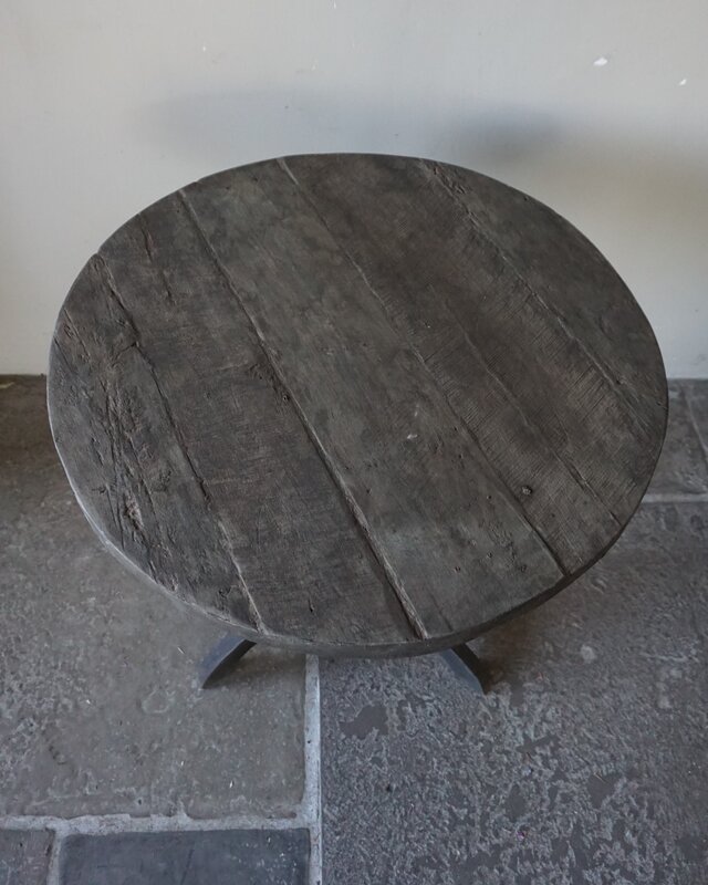Rene Houtman Wijntafel | Teakhout | D70 x H75 cm | Nr 2