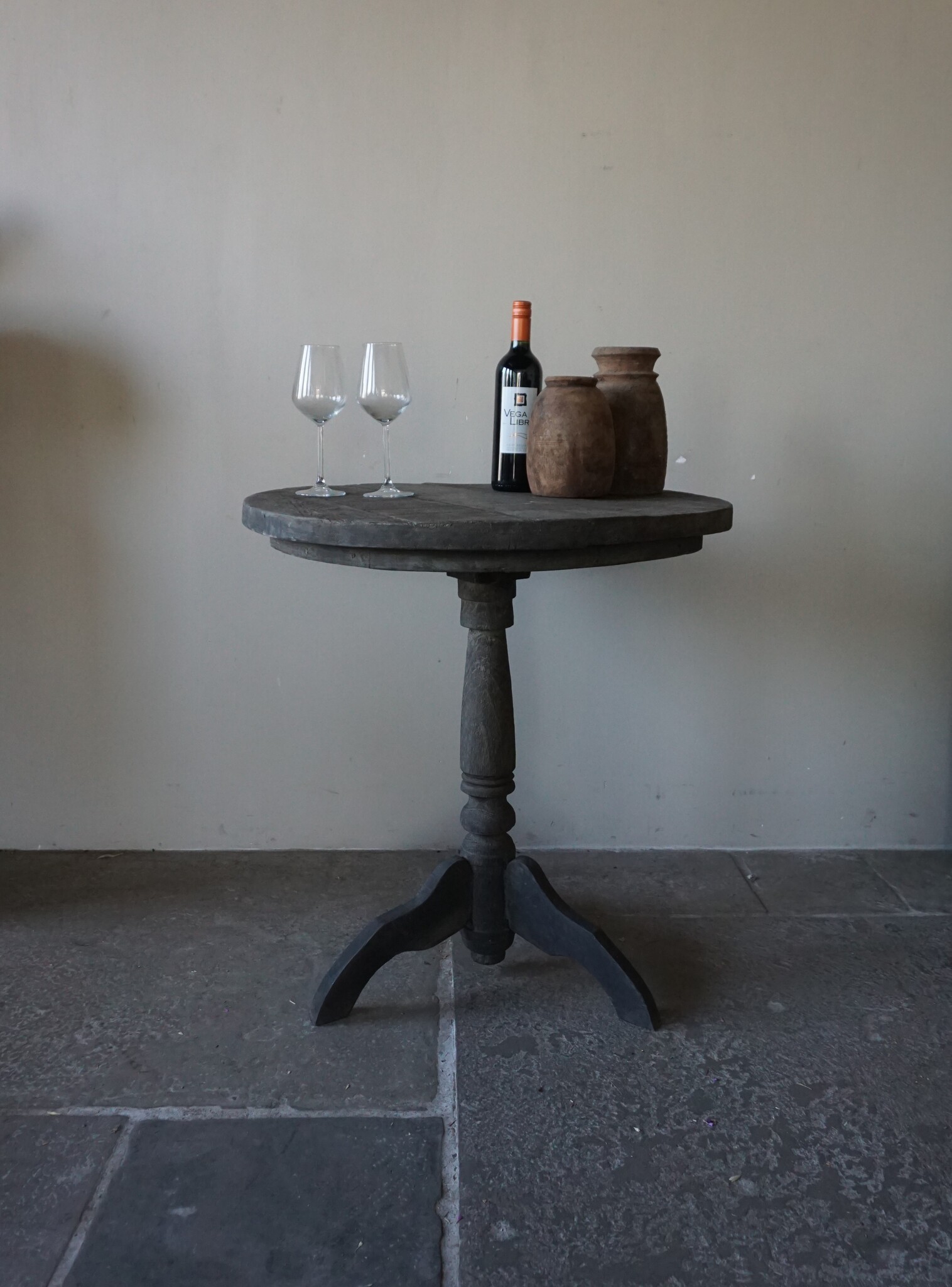 Rene Houtman Wijntafel | Teakhout | D70 x H75 cm | Nr 2