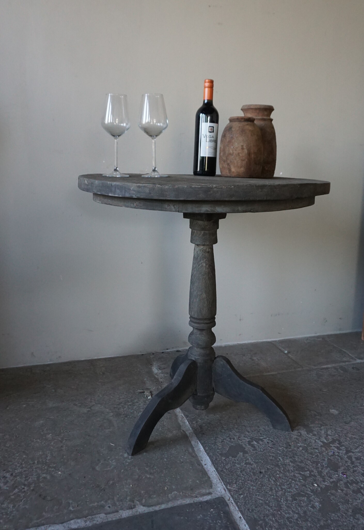 Rene Houtman Wijntafel | Teakhout | D70 x H75 cm | Nr 2