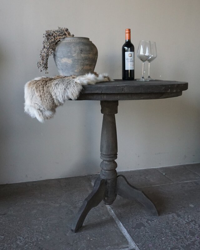 Rene Houtman Wijntafel | Teakhout | D80 x H75 cm | Nr 1