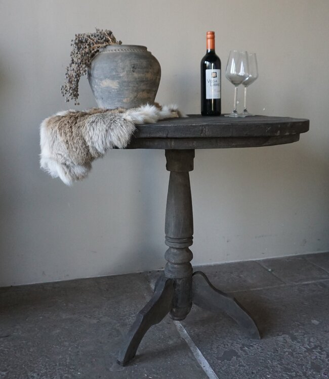 Rene Houtman Wijntafel | Teakhout | D80 x H75 cm | Nr 1