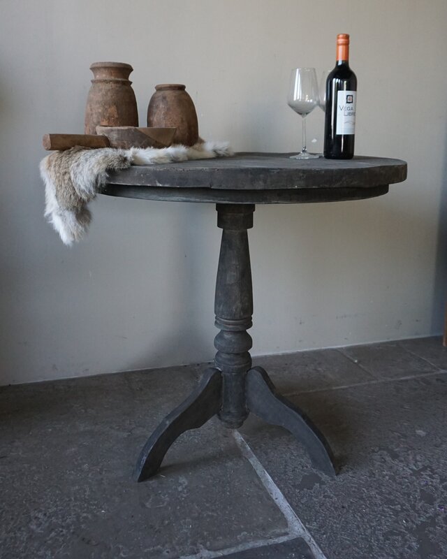 Rene Houtman Wijntafel | Teakhout | D80 x H75 cm | Nr 2