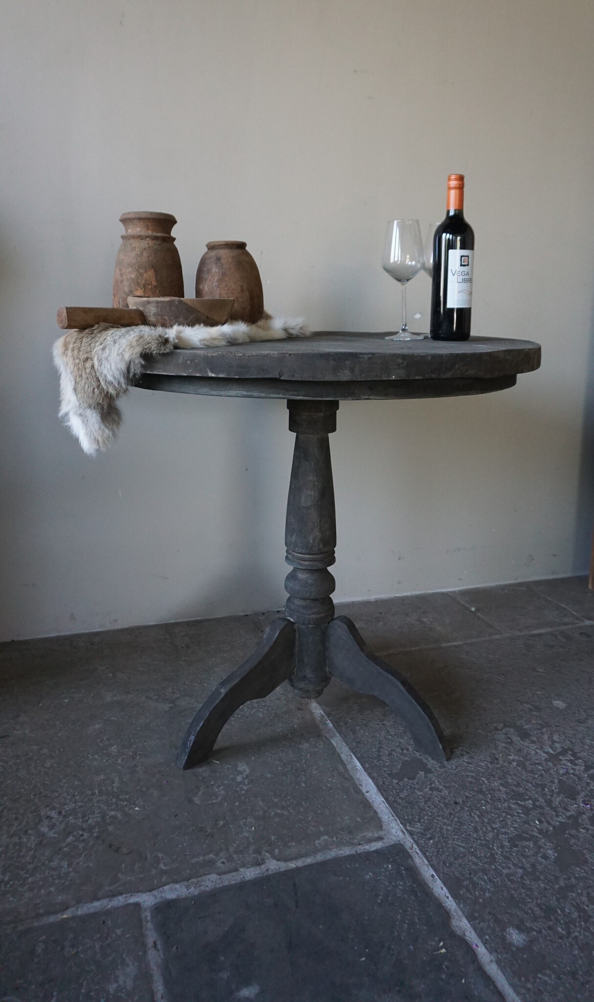 Rene Houtman Wijntafel | Teakhout | D80 x H75 cm | Nr 2