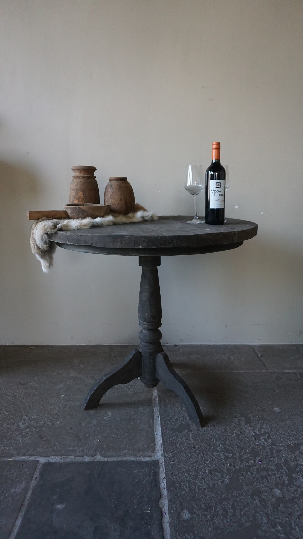 Rene Houtman Wijntafel | Teakhout | D80 x H75 cm | Nr 2