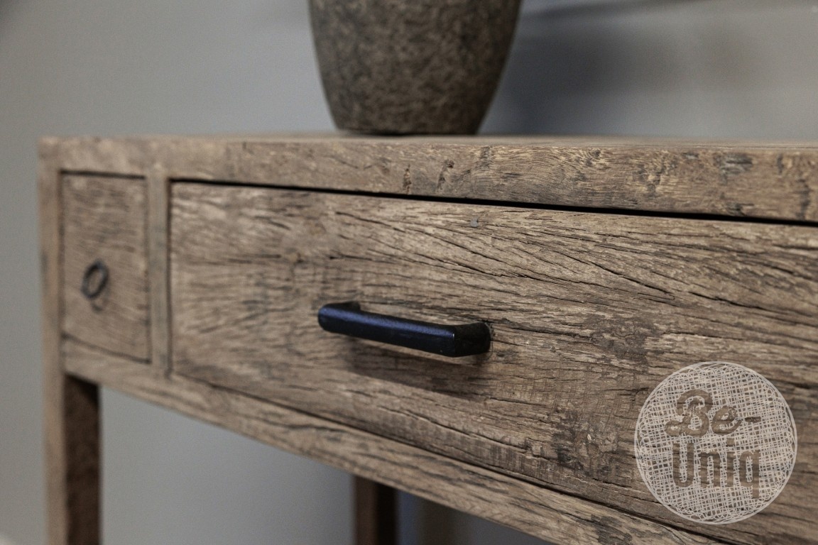 be-uniq Oud Houten Wandtafel | 3 lades | H80 x B100 x D40 cm