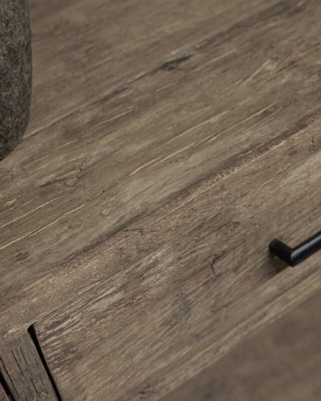 be-uniq Oud Houten Wandtafel | 3 lades | H80 x B100 x D40 cm