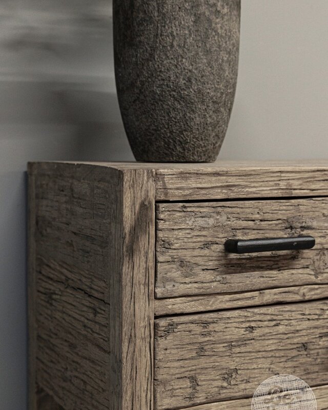 be-uniq Oud Houten Wandtafel | 3 lades | H85 x B75 x D40 cm
