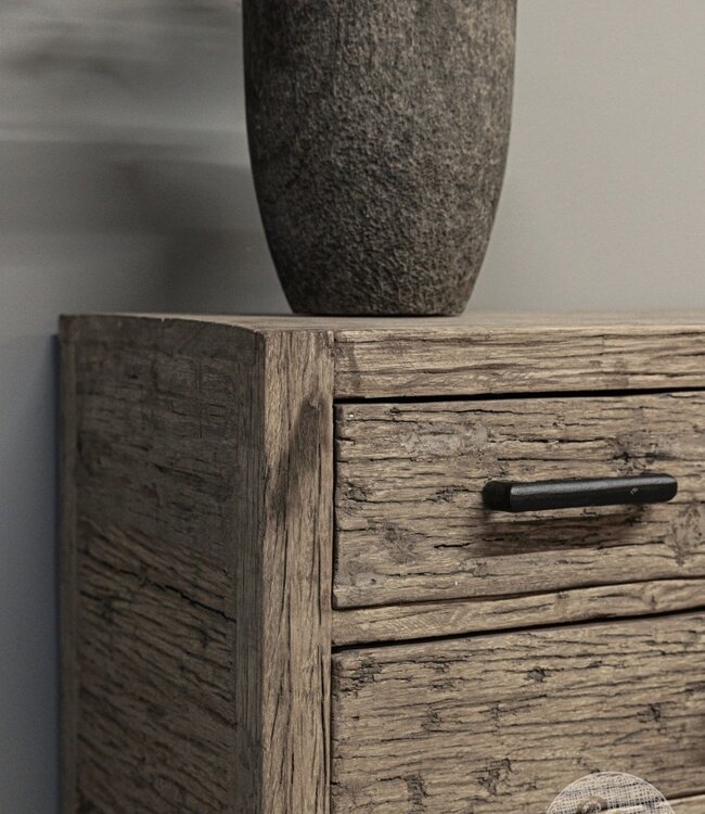 be-uniq Oud Houten Wandtafel | 3 lades | H85 x B75 x D40 cm