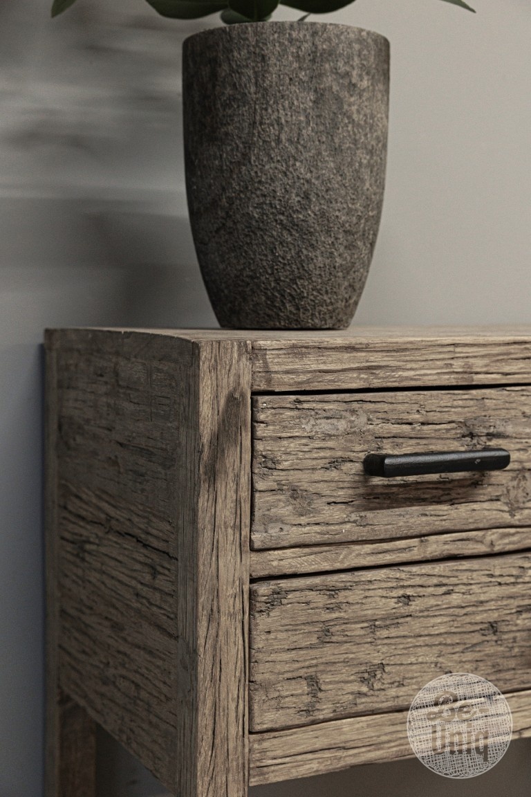 be-uniq Oud Houten Wandtafel | 3 lades | H85 x B75 x D40 cm