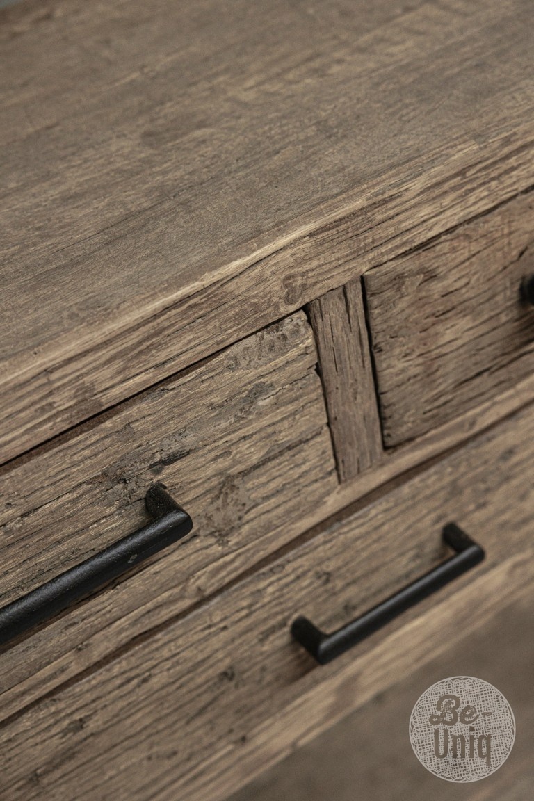 be-uniq Oud Houten Wandtafel | 3 lades | H85 x B75 x D40 cm