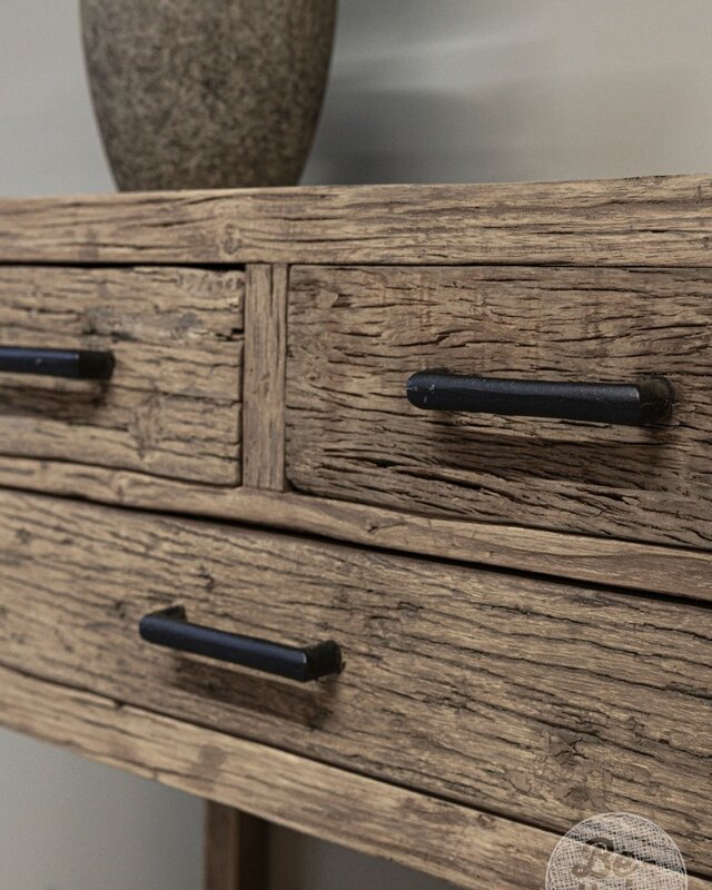 be-uniq Oud Houten Wandtafel | 3 lades | H85 x B75 x D40 cm